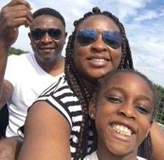 From left: Dad Paul, mum Weyimi, and daughter Pearl. Picture: Family