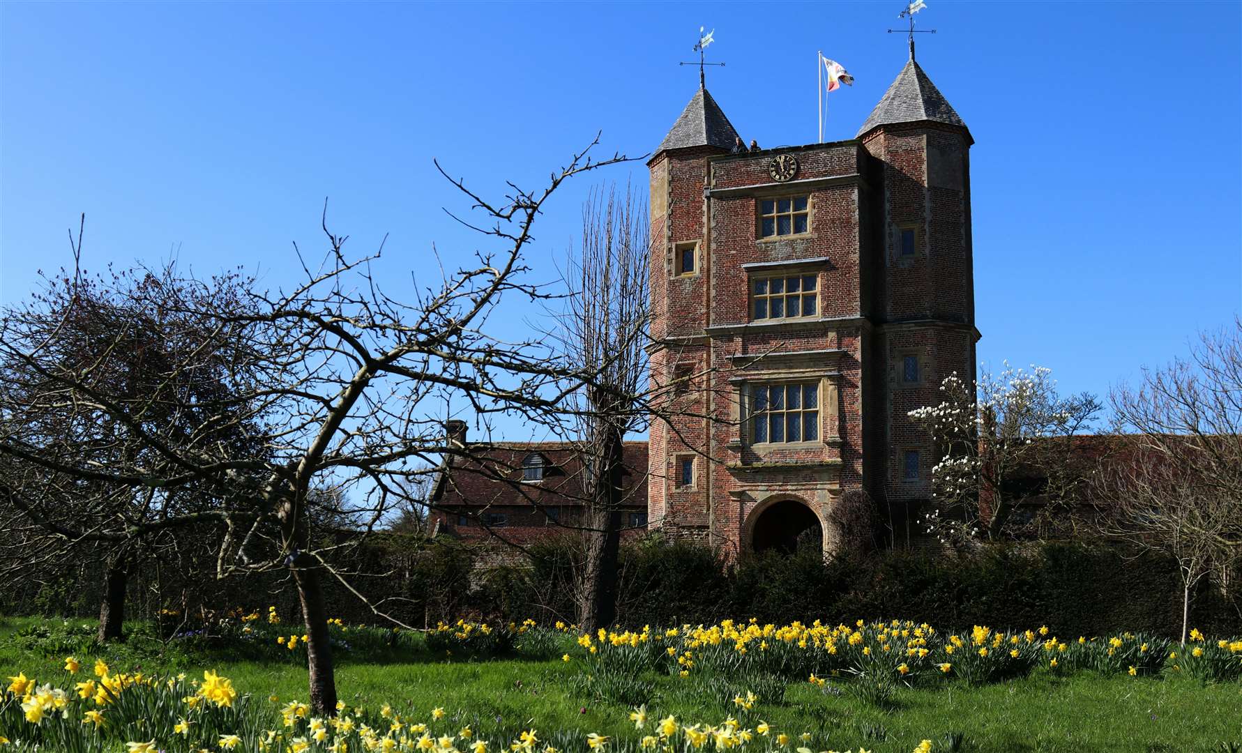 Some rooms at the Sissinghurst Castle Farmhouse have views of the grand Elizabethan tower. Picture: Jo Hatcher