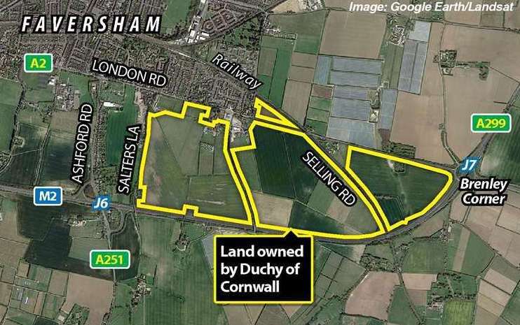 The Duchy of Cornwall owns 320 acres of land in Faversham