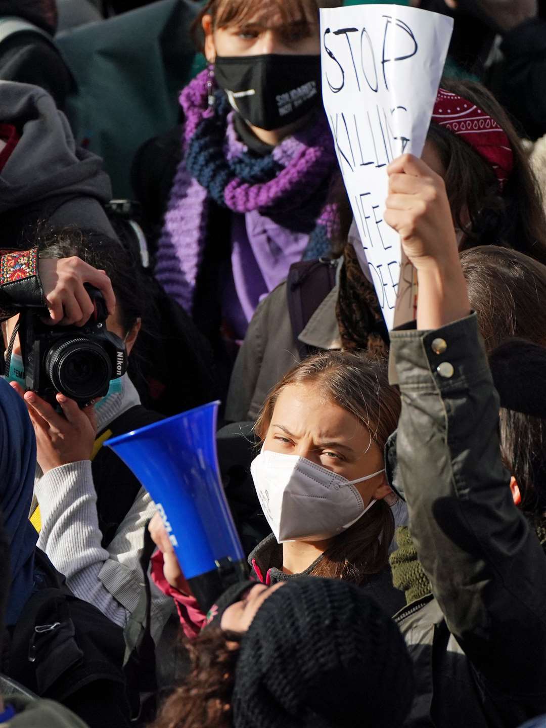 Greta Thunberg was seen among the demonstrators (Danny Lawson/PA)