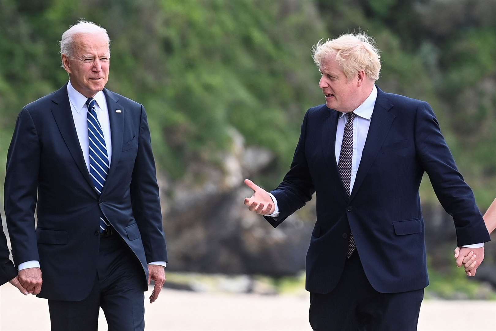 Joe Biden met Boris Johnson in Cornwall on Thursday (Toby Melville/PA)