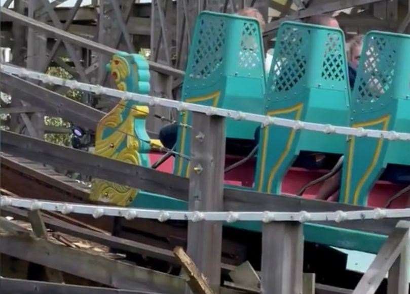 Passengers were stopped halfway through the ride on the Scenic Railway at Dreamland Margate after the damage. Picture: Micah Fagan