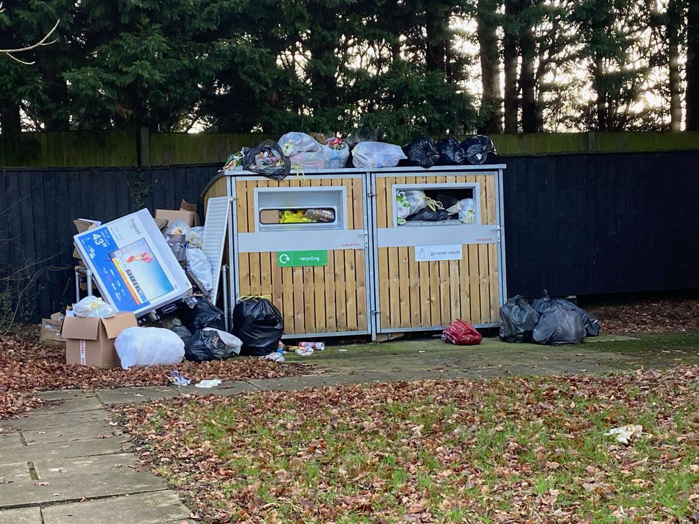 Rubbish piling up at communal bins in Downs Road, Canterbury. Picture: Shelley Newman