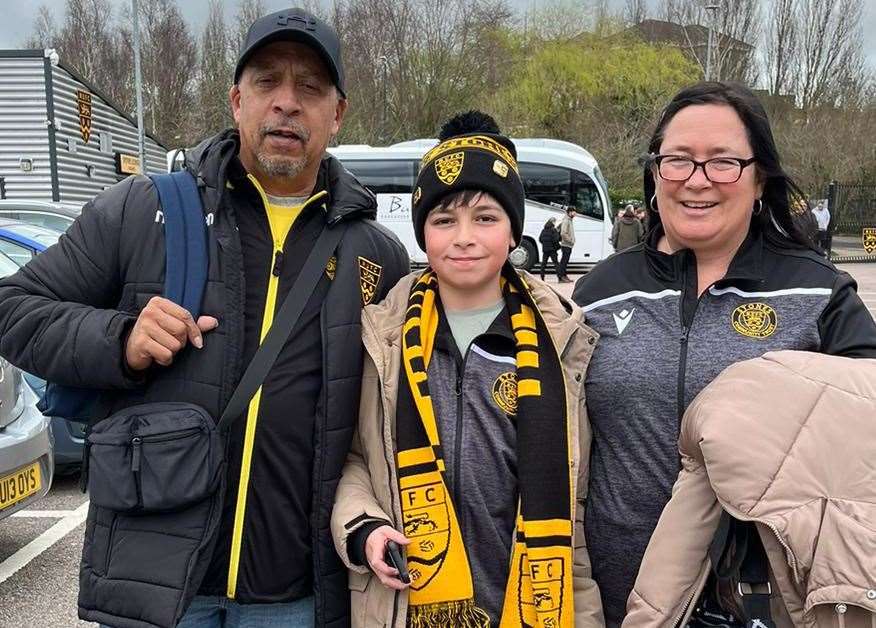 Maidstone fans show their colours ahead of the trip to Coventry. Picture: Lorraine Humm