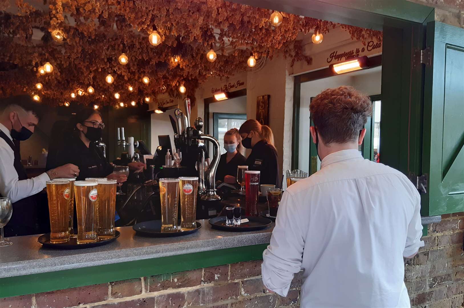 The outside bar at the Brenchley in Maidstone on reopening day, Monday, April 12