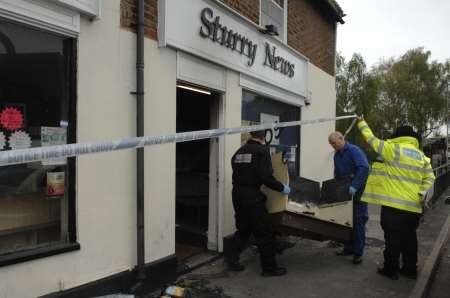 Sturry News gutted by fire.