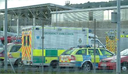 Emergency vehicles at the entrance to the tunnel. Picture: GARY BROWNE