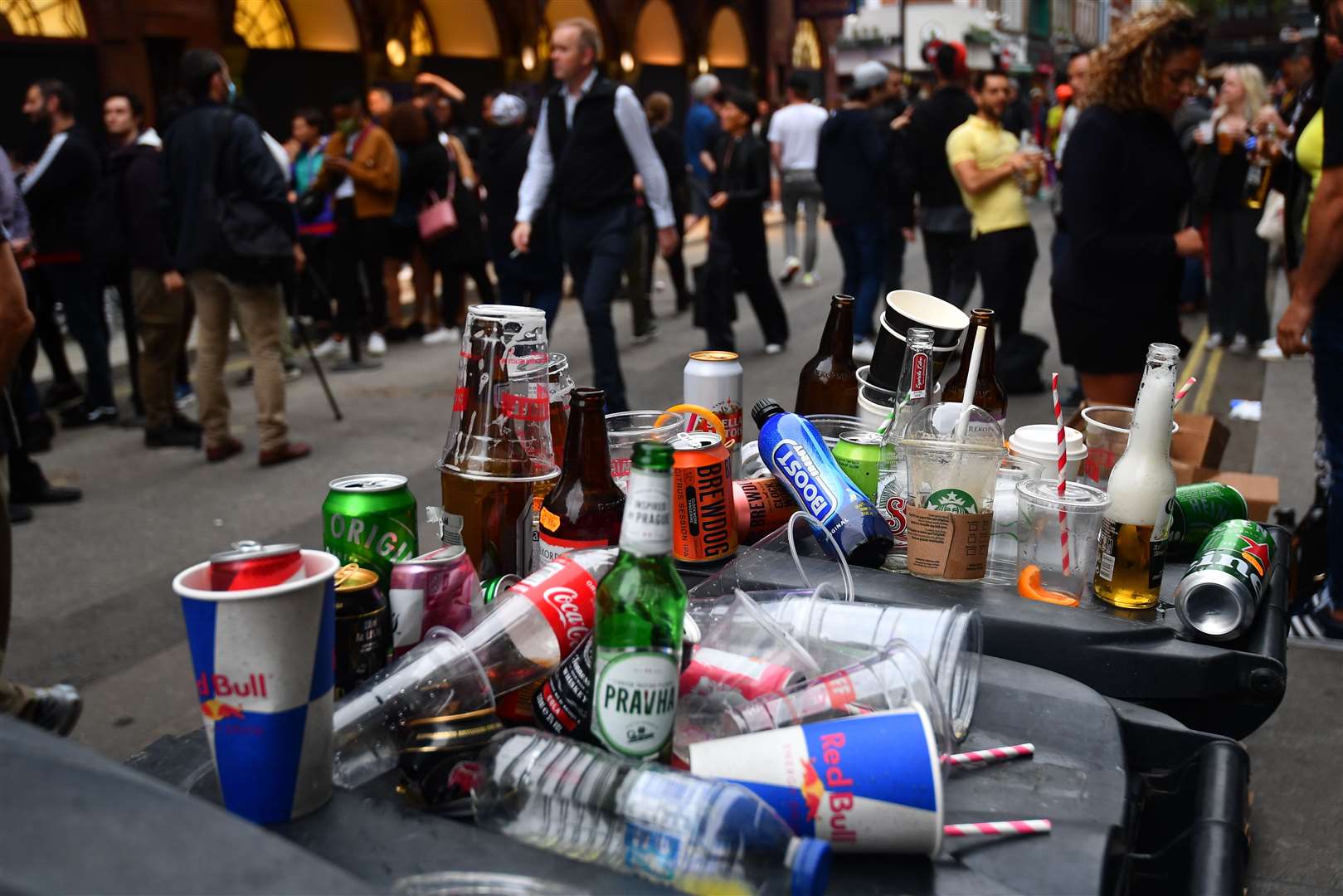 Rubbish in Soho, London, as coronavirus lockdown restrictions are eased across England (Victoria Jones/PA)