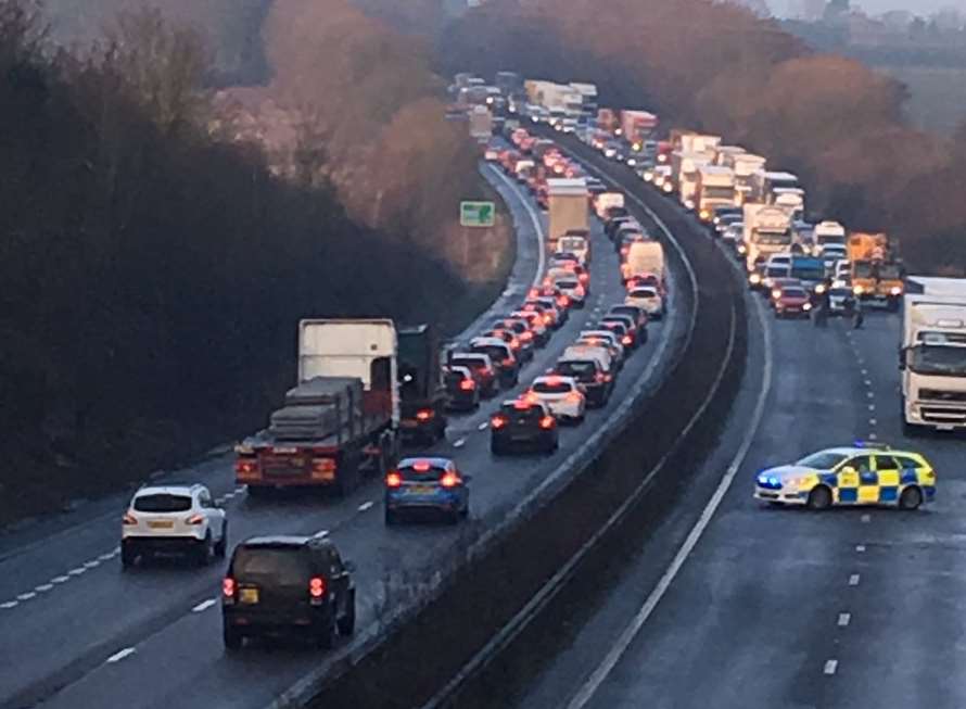 The A2 at Wincheap after the crash. Picture: @clairepage99