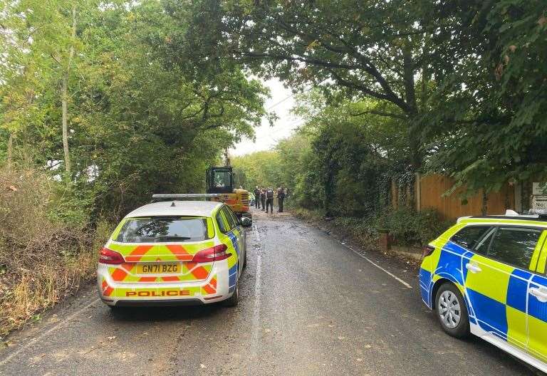 Police have been spotted at Shalloak Road, Canterbury, after a burst South East Water main caused traffic chaos