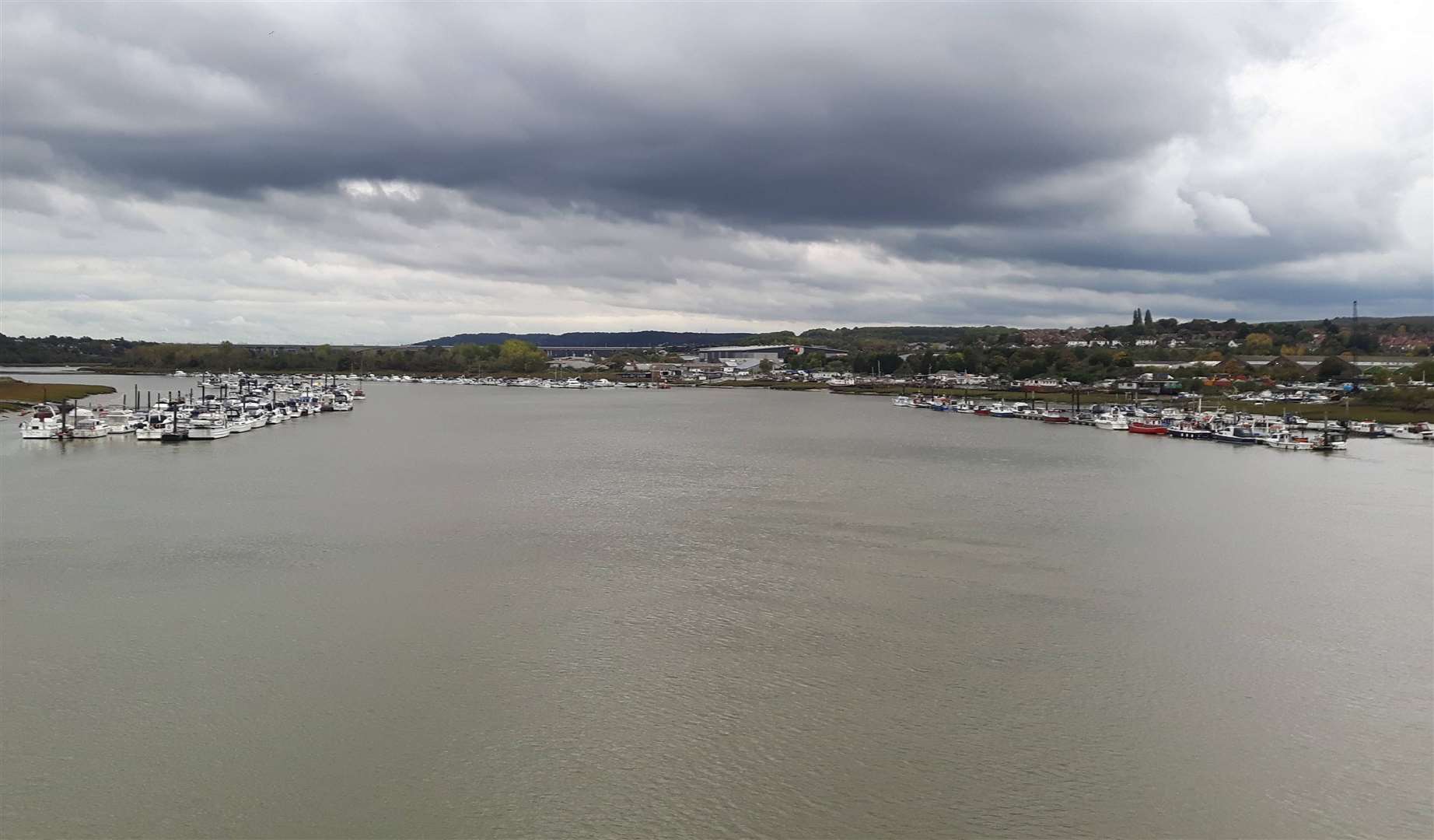 The River Medway looking towards the M2 bridge from Rochester