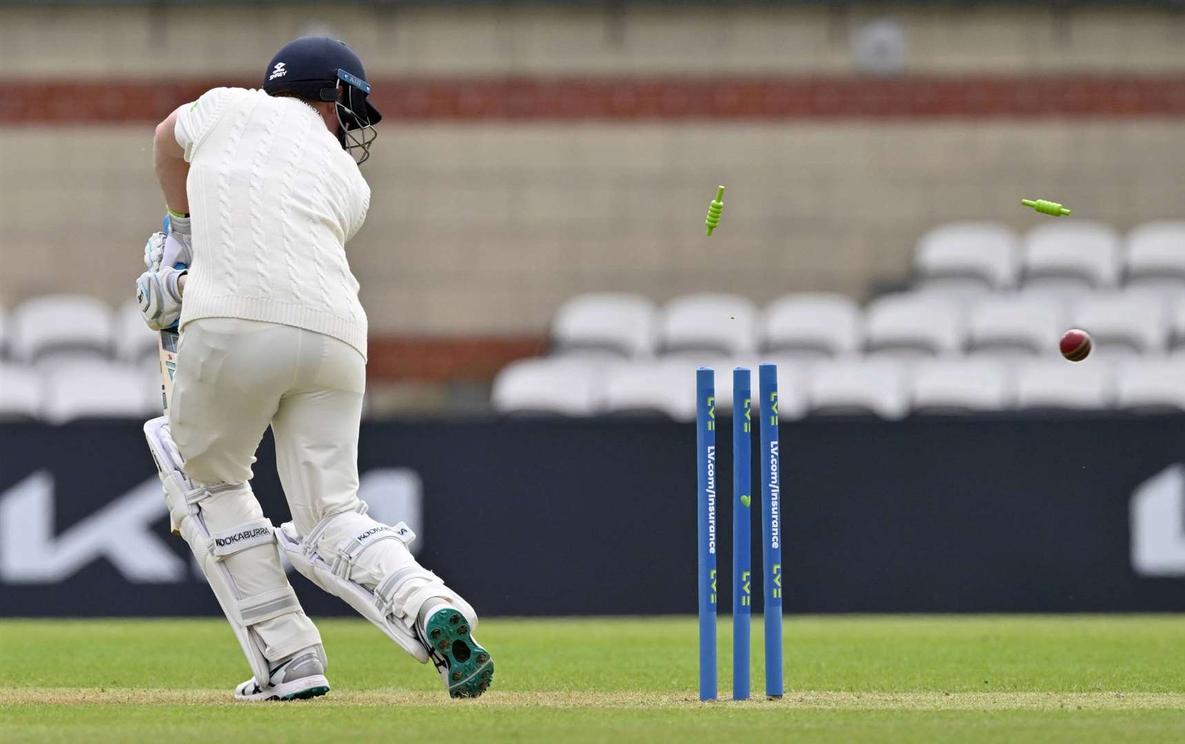 Kent’s Jordan Cox is bowled. Picture: Keith Gillard