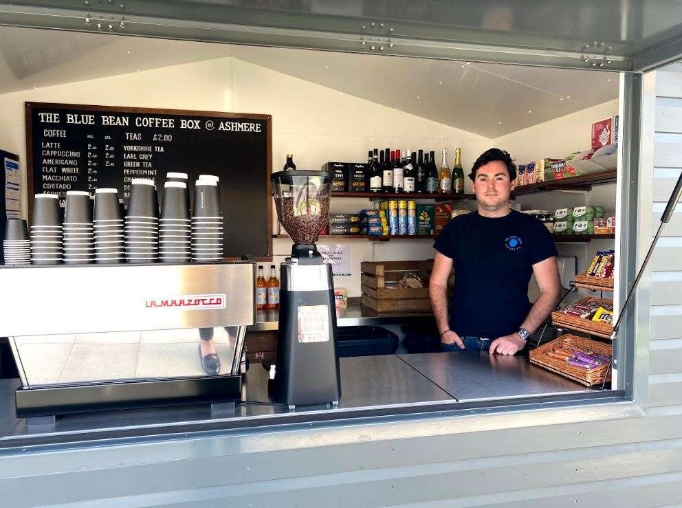 Sam Bott at the Blue Bean Coffee Co pod in Ashmere