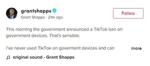 Grant Shapps declares he will remain on TikTok using his personal device (PA)