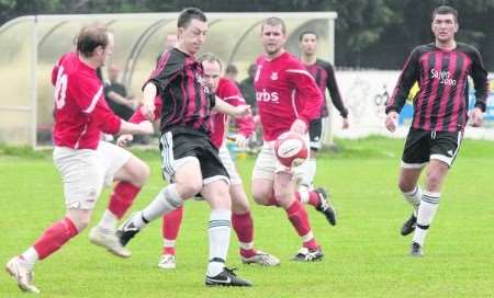 Whitstable, red, in action against Sittingbourne on Monday