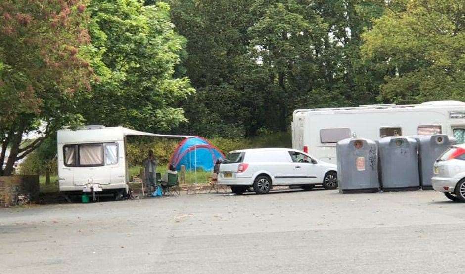 the travellers set up camp in Northdown Park in Margate. Picture: Chris Smee