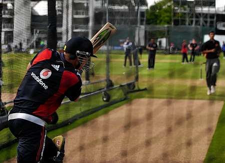 Joe Denly in the nets ahead of the fourth one day international between England and Australia at Lord's. Picture: Barry Goodwin