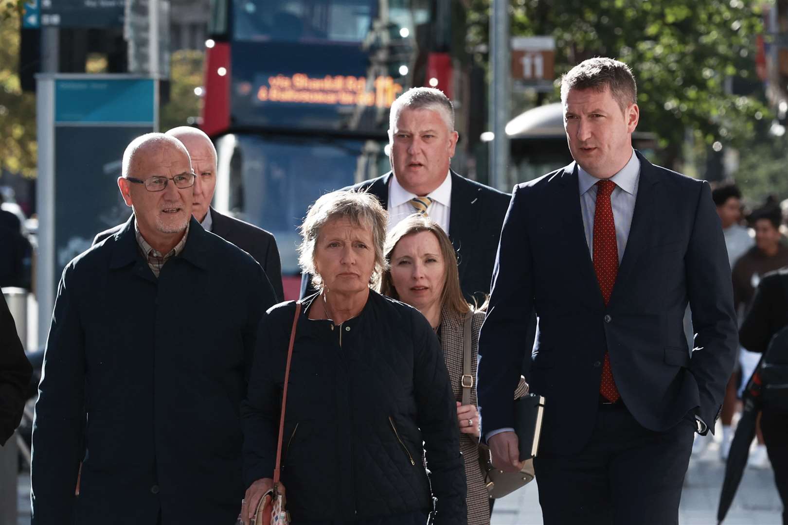 The family of Pat Finucane (left-right) Seamus Finucane, Geraldine Finucane, Katherine Finucane and John Finucane arrive at Erskine House in Belfast (Liam McBurney/PA)