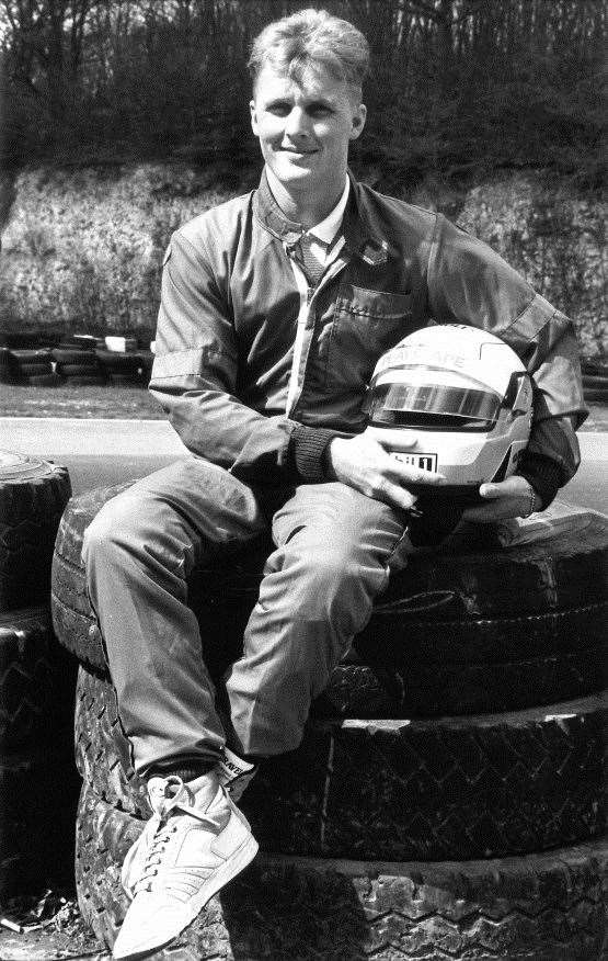 Following Herbert's huge crash in Formula 3000 at Brands Hatch in 1988, he returned to Buckmore to build up his leg strength while still in a wheelchair. He's pictured here in 1991
