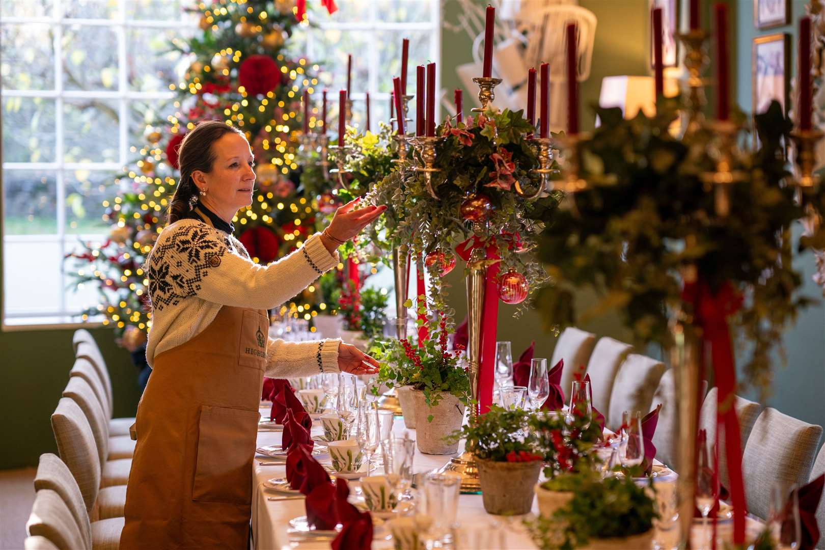 Staff at Highgrove prepare place settings (Ben Birchall/PA)