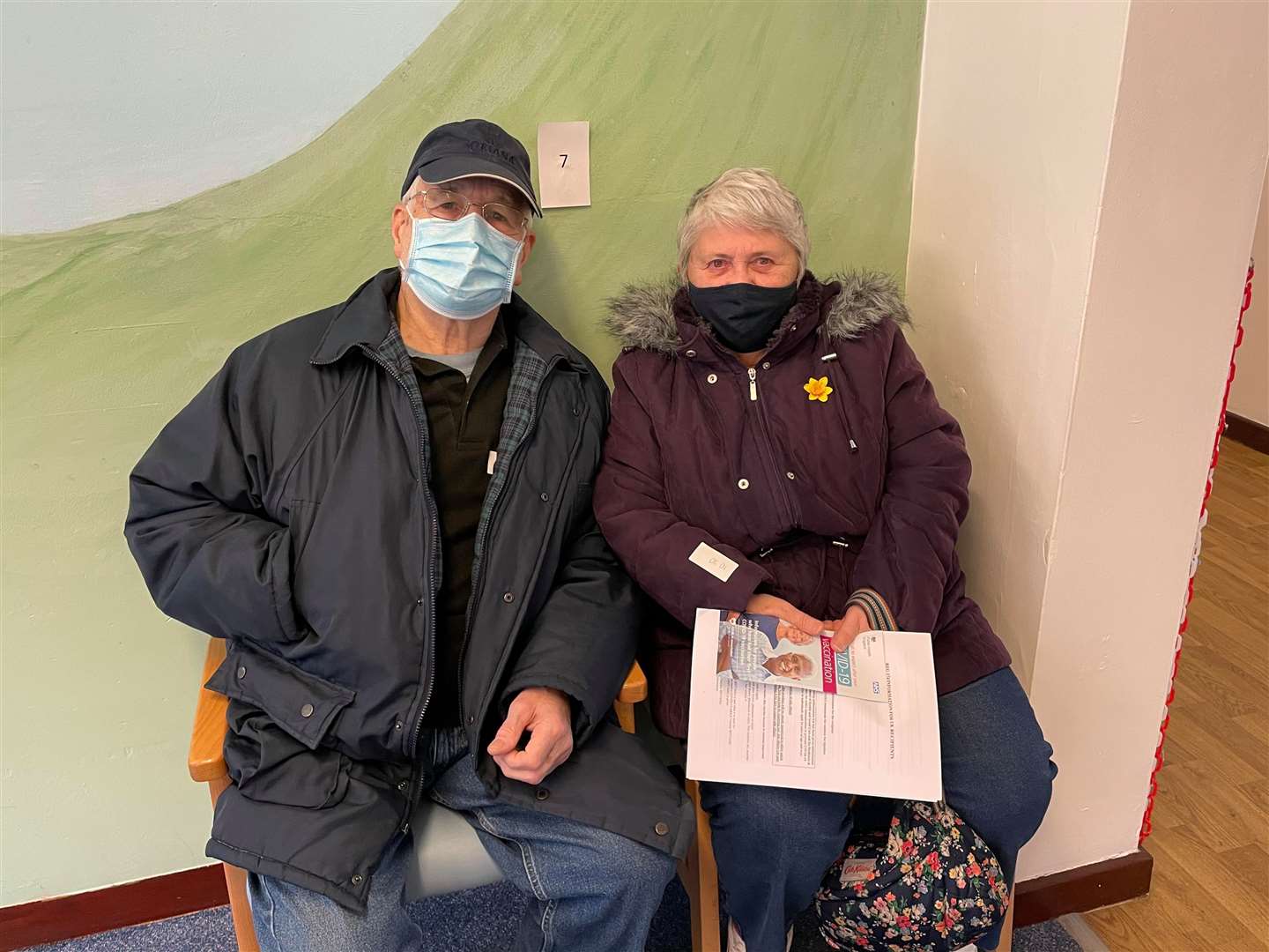 Alec and Monica Kent, both 81, had their first dose of the coronavirus vaccine at the town's Age UK centre this morning