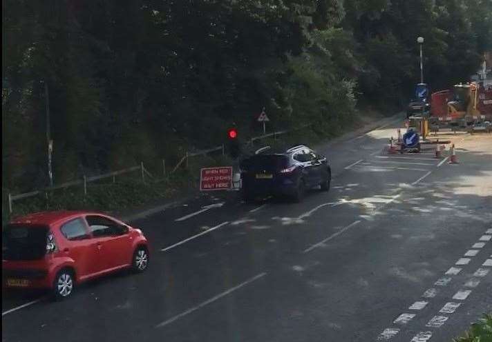 Temporary traffic lights set up after water main burst on Ware