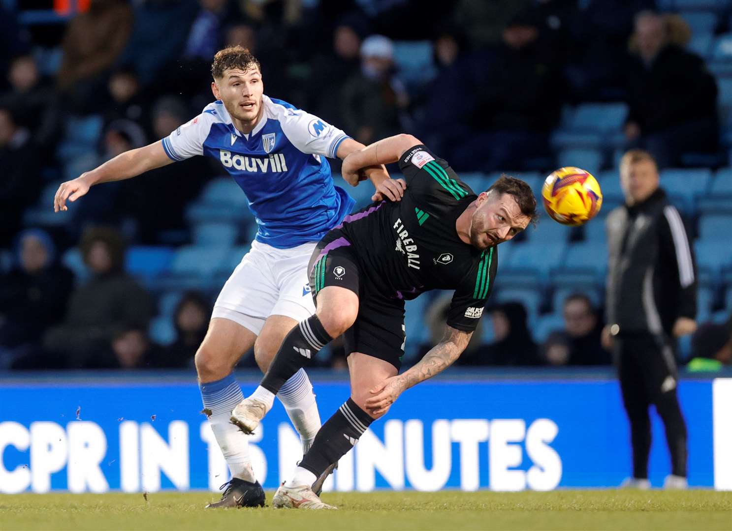 Josh Andrews in action during a win over Salford last time out at Priestfield for the Gills Picture: @Julian_KPI