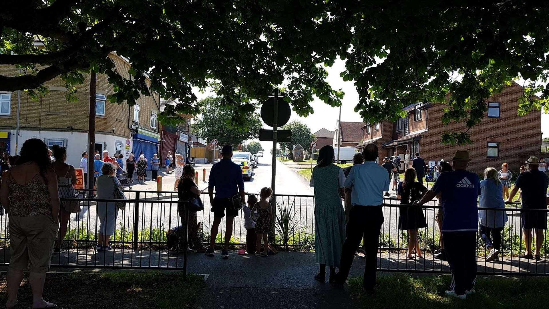 People gathered in Aylesham for Julia James' funeral procession