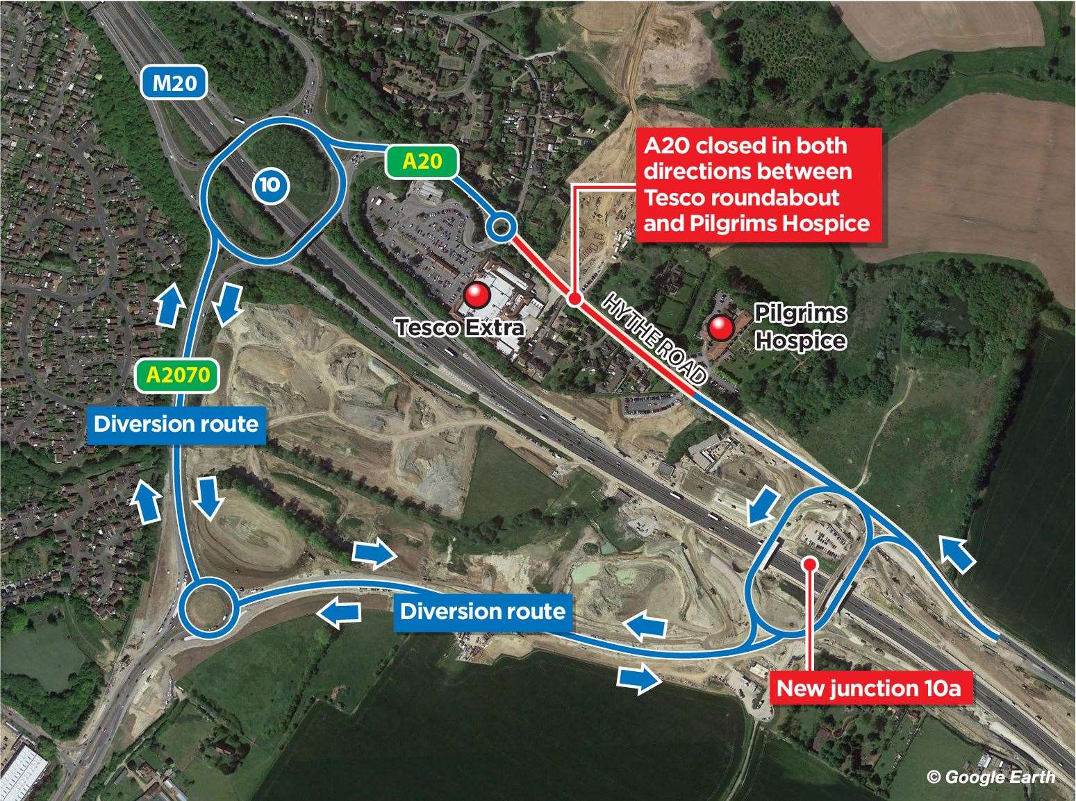 The diversion route for motorists