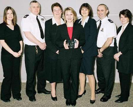 WINNING TEAM: left to right, Becky Humphreys, PC Trevor Shearsmith, Louise Delarmare-Timms, Michelle West, Tracy Brooks, PC Peter Hardy, Lyn Loosley