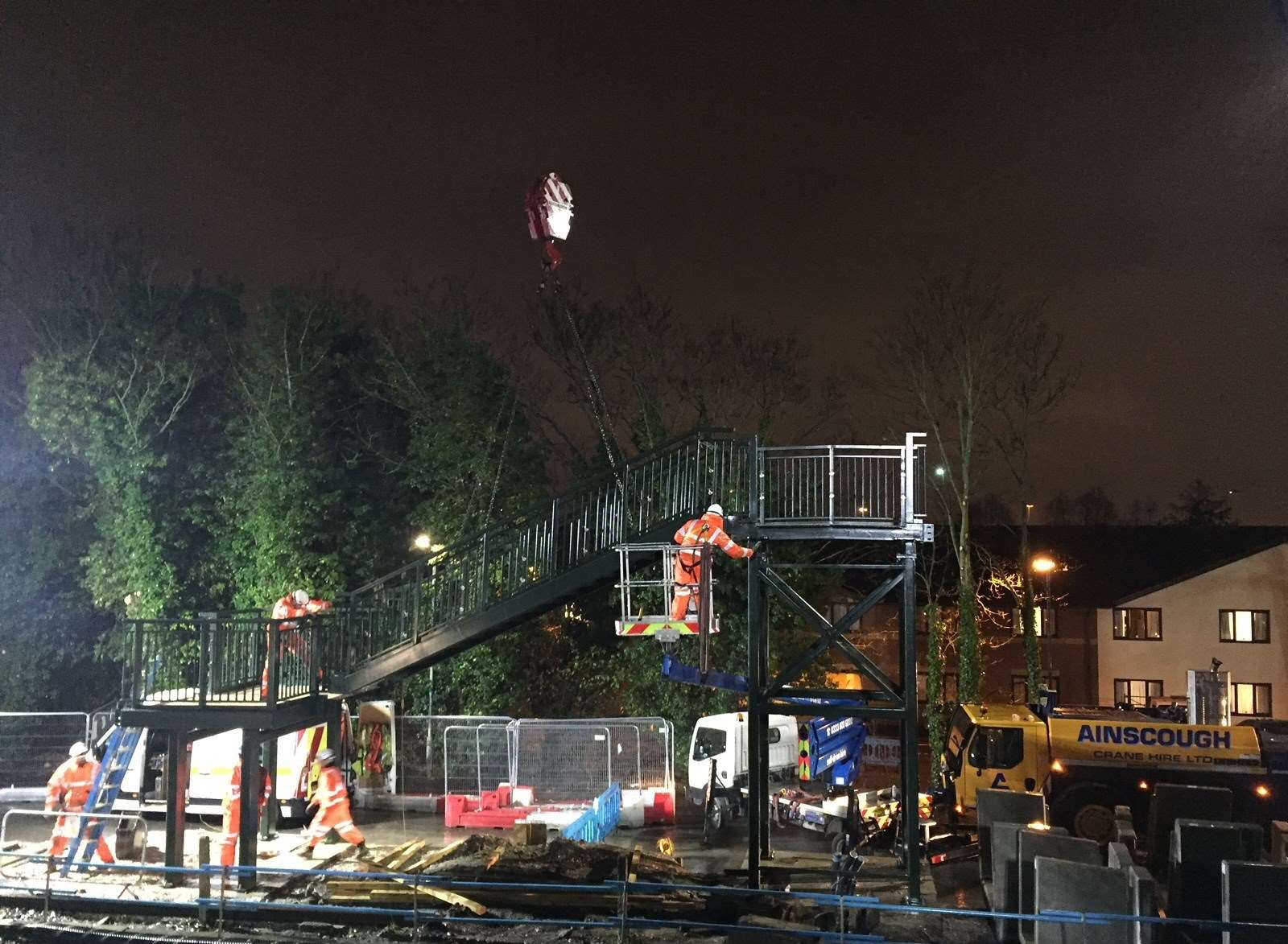 Engineers worked through the night to install the bridge