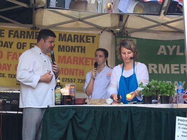 Matthew Kearsey-Lawson of Kent Fine Foods, Alive with Flavour founder Jo Banks and Young Cooks 2017 Champion Charlotte Fife at the Tonbridge Food Festival (2483890)