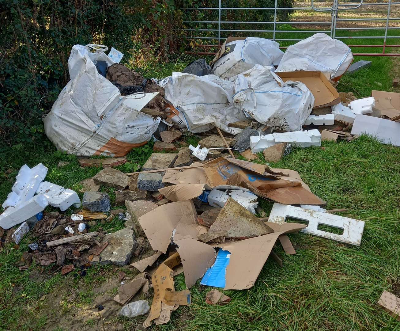 The flytip in Hamstreet Road, Ashford. Photo: ABC