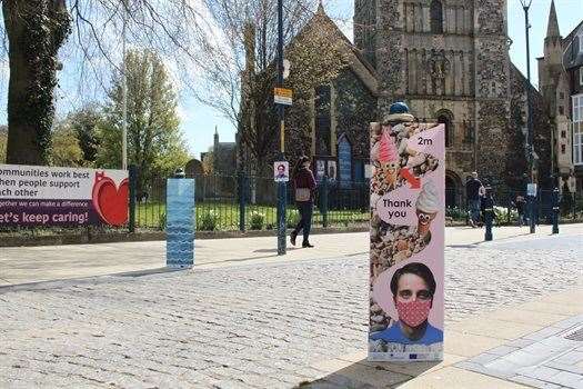 One of the Covid safety signs, Dover precinct. Picture: Dover District Council