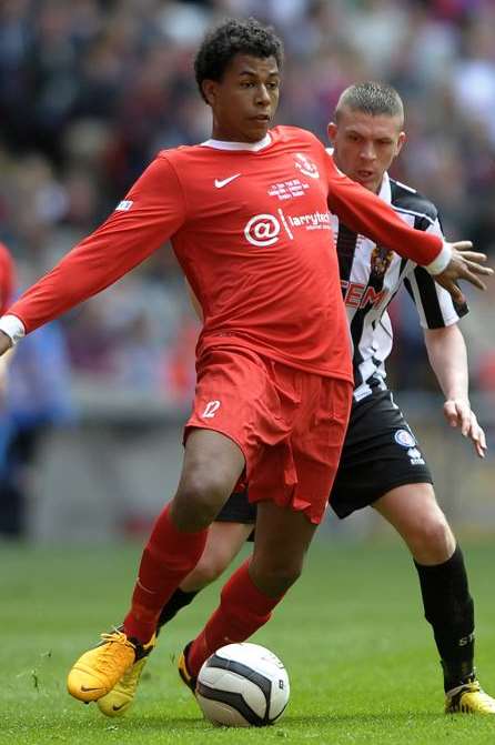 Jack Harris playing for Tunbridge Wells in the FA Vase final last season. Picture: Barry Goodwin