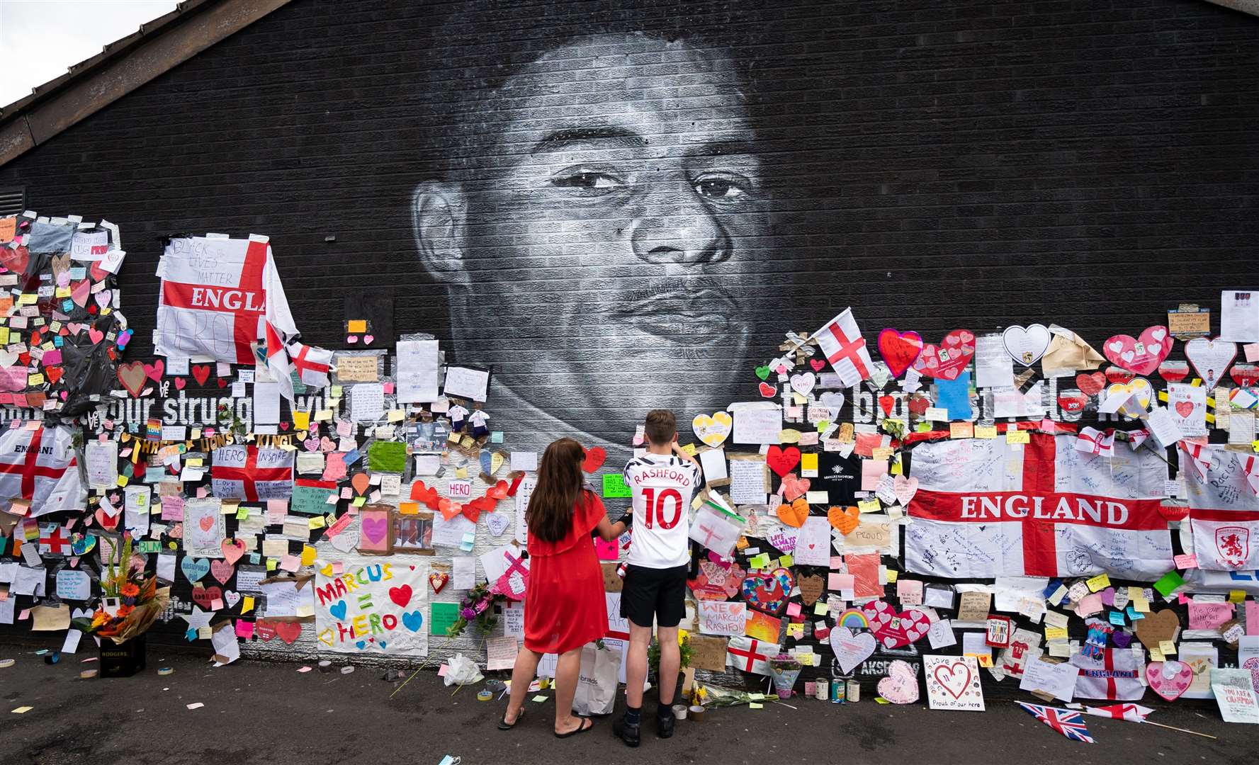 A mural of Manchester United striker and England player Marcus Rashford in Withington (Danny Lawson/PA)