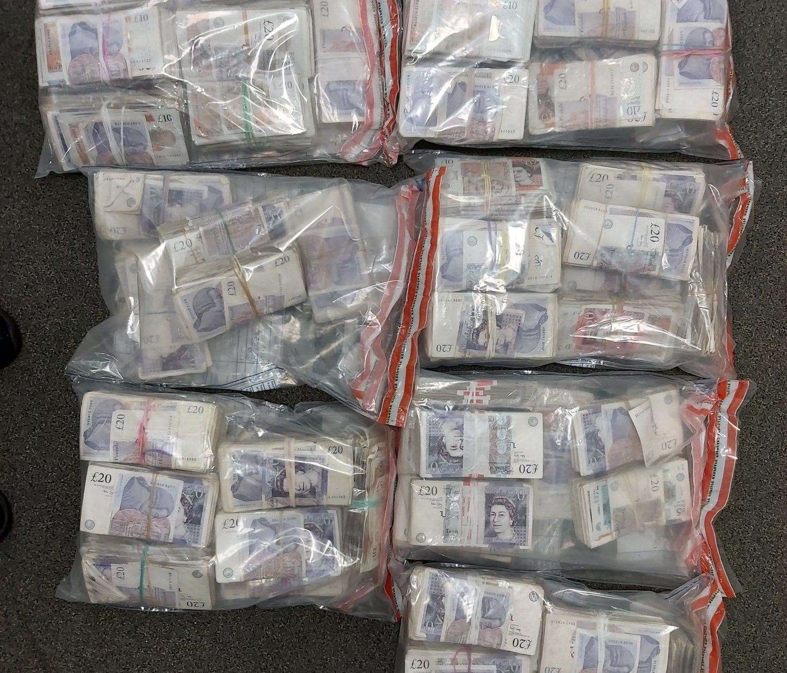A large quantity of cash was recovered. Picture: Kent Police - Dover, Twitter account