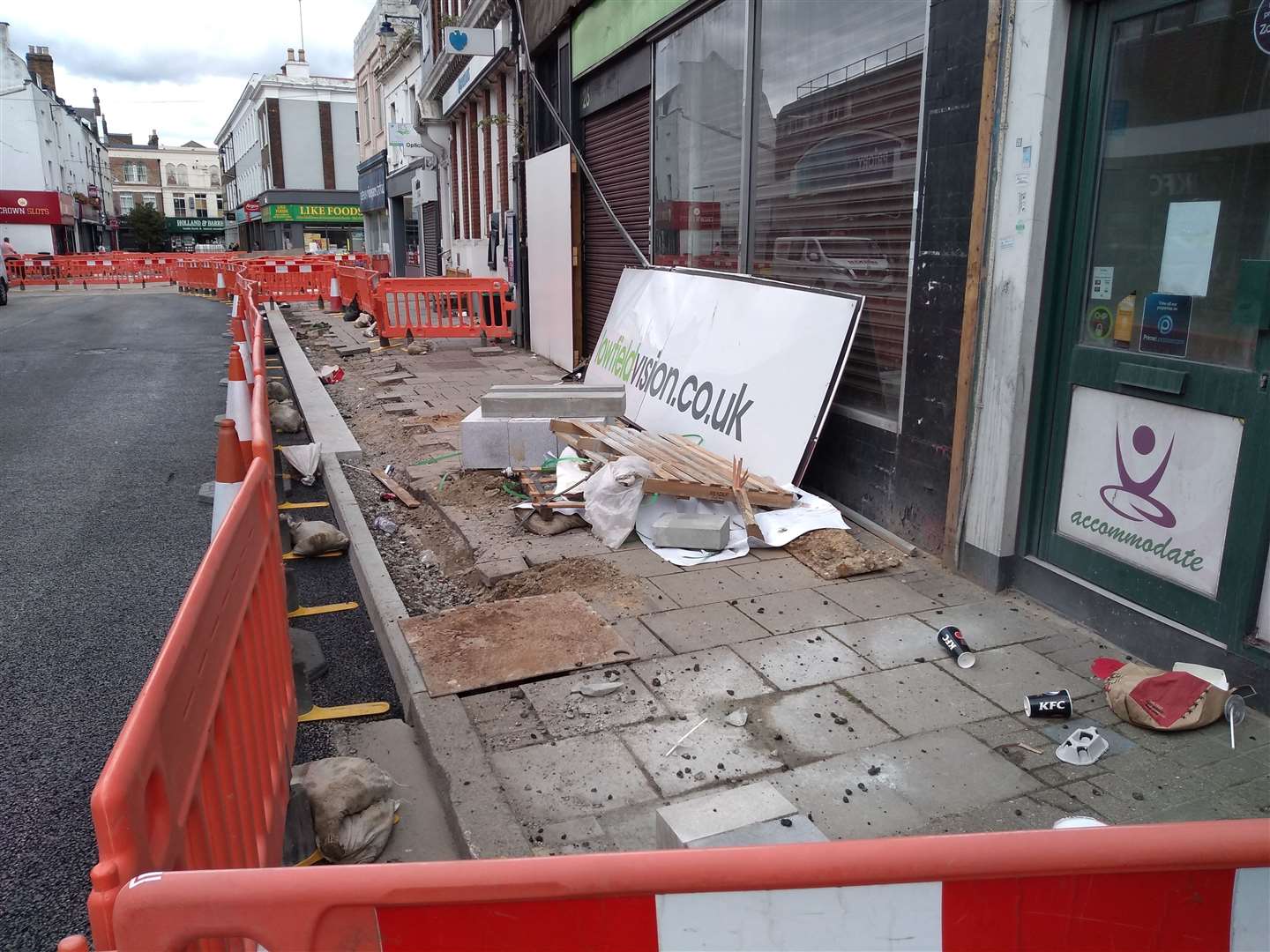 The front facade of shops was cut off while Bellway carried out works.Photo: Accommodate