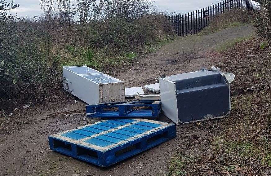 The rubbish dumped in Bogshole Lane, Herne Bay, by the offender