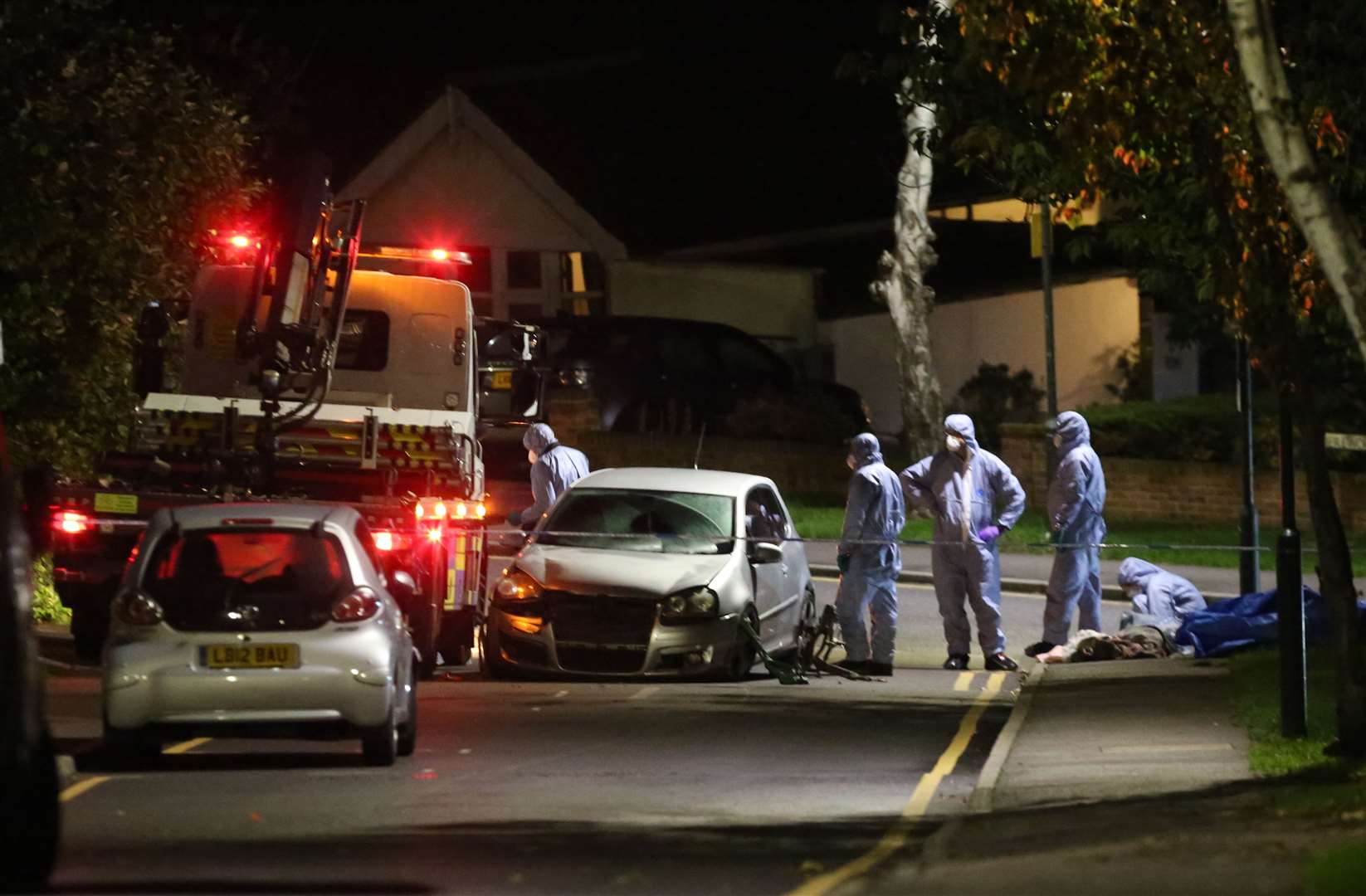 Police at the scene of a fatal stabbing in Bexley. Picture: UKNIP