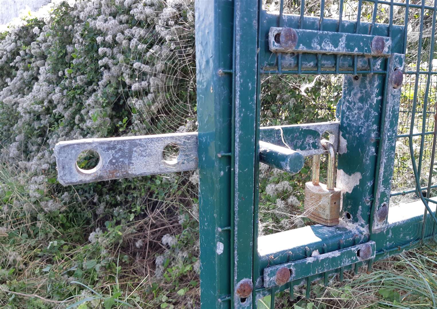 A gate remains wide open at the site