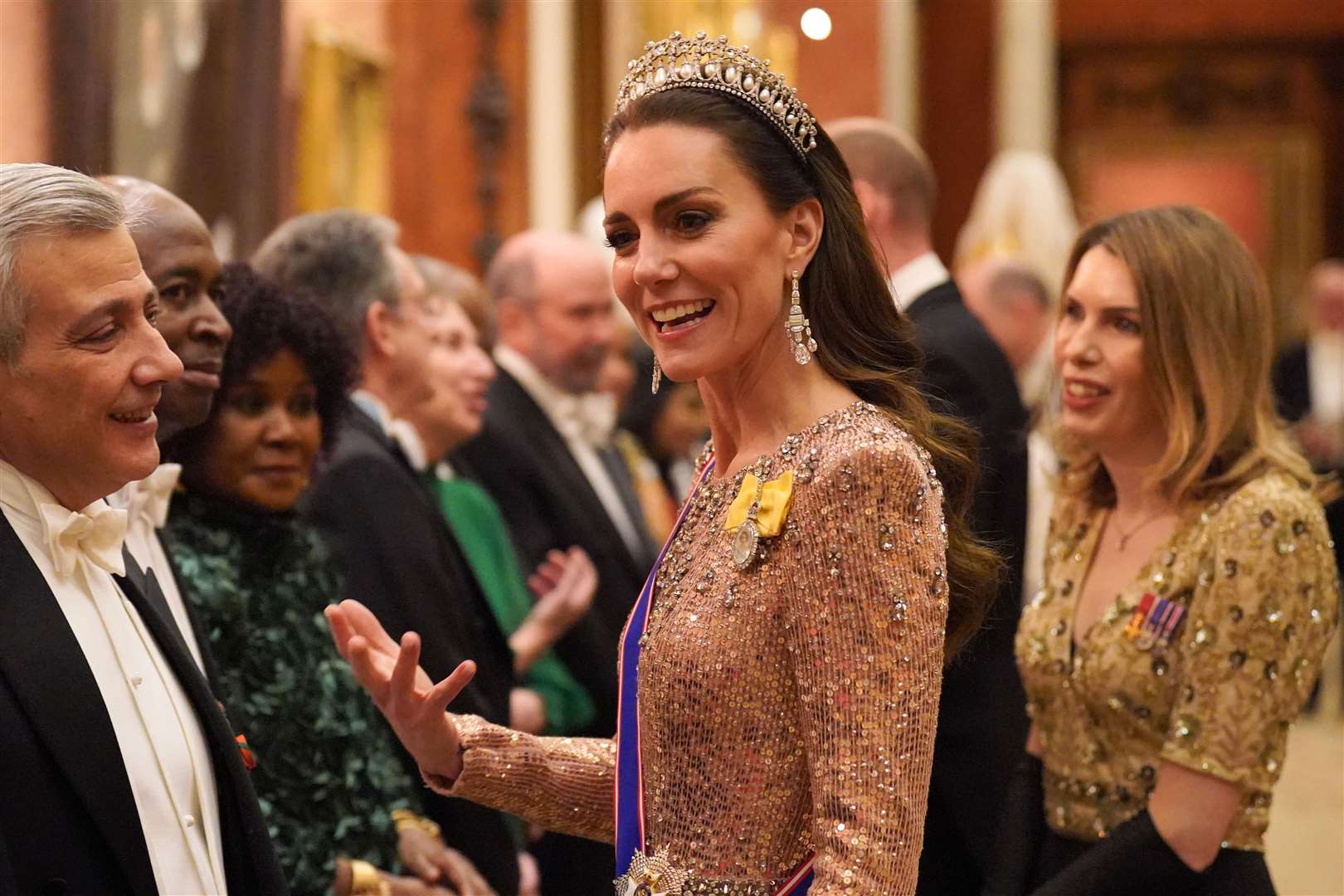 The Princess of Wales wore the Lover’s Knot Tiara (Jonathan Brady/PA)