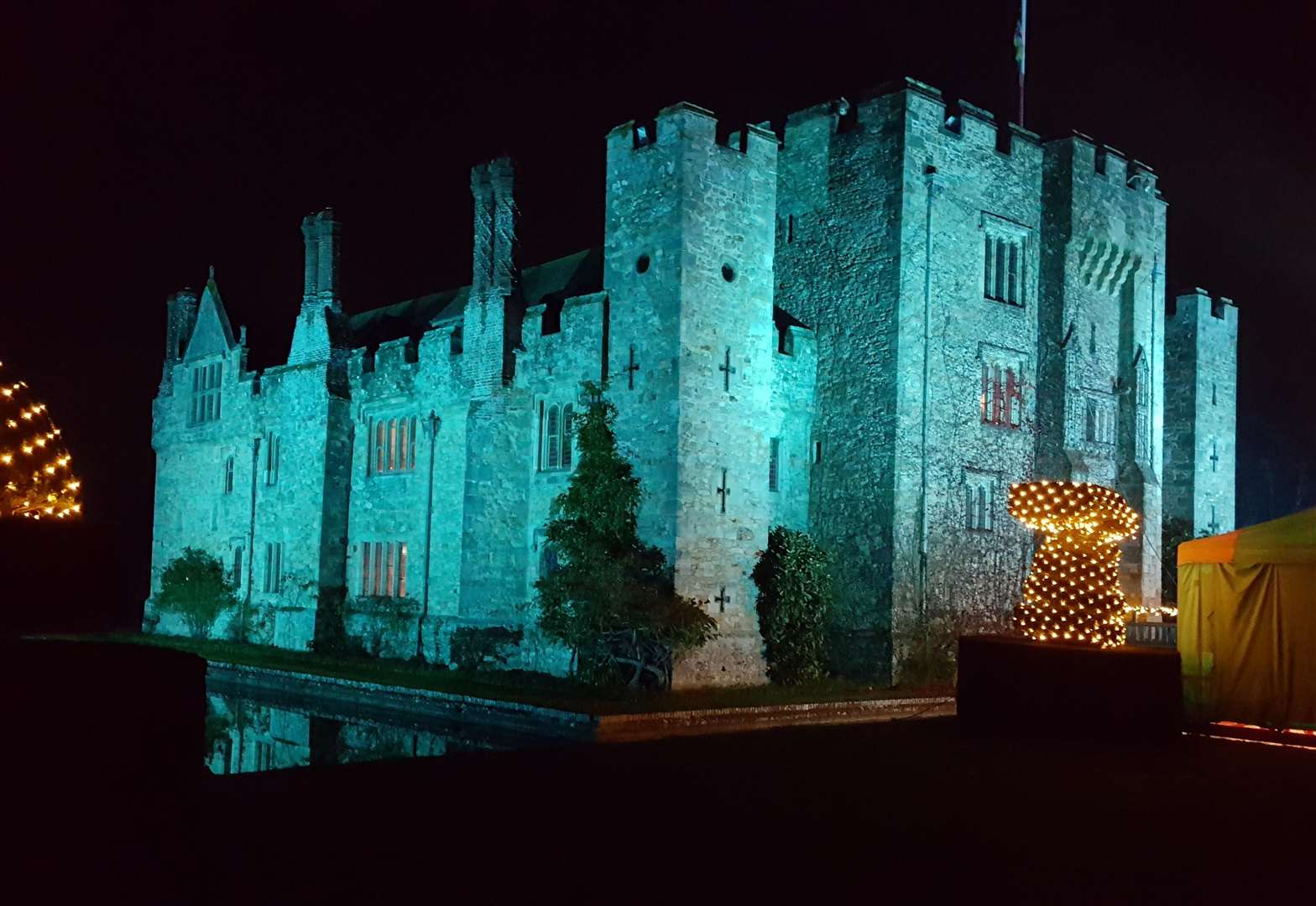 Christmas at Hever Castle with an illuminated trail, huskies, Father