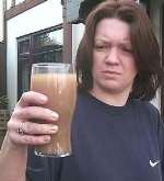 BAD TASTE: Dawn Bracken with water from her kitchen