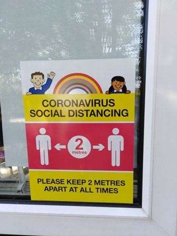 St Katherine's school in Snodland has put up these signs to help social distancing