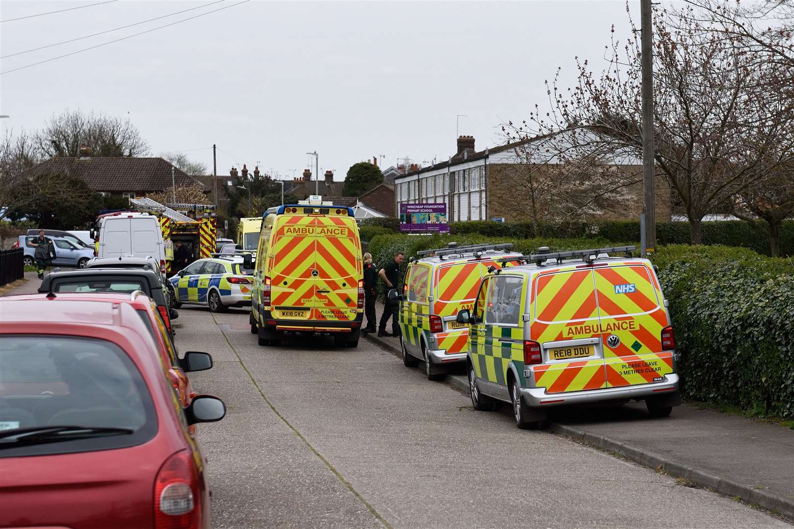 Emergency workers at Hollowmede in Canterbury. Picture: Kevin Howland