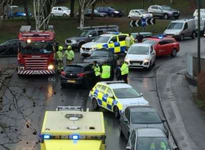 The crash in Royal Engineer's Road. Pic: Nathan Tourret