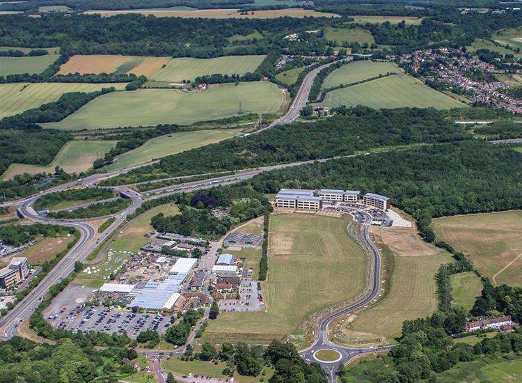 An aerial view of the Kent Medical Campus