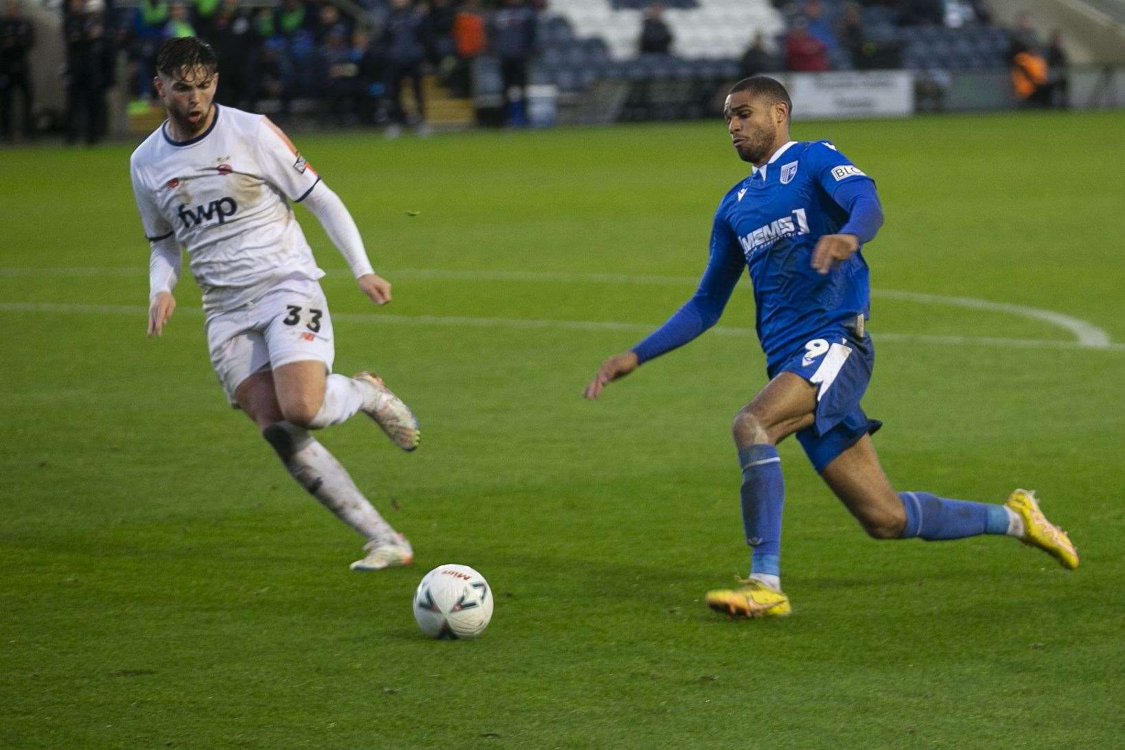 Gillingham striker Mikael Mandron in action at Fylde Picture: KPI