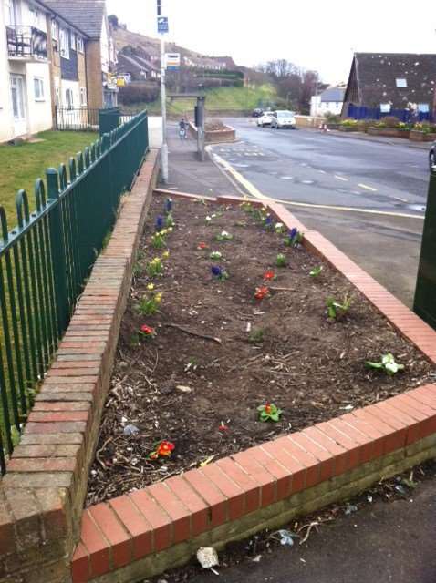 Flower bed in Old Folkestone Road